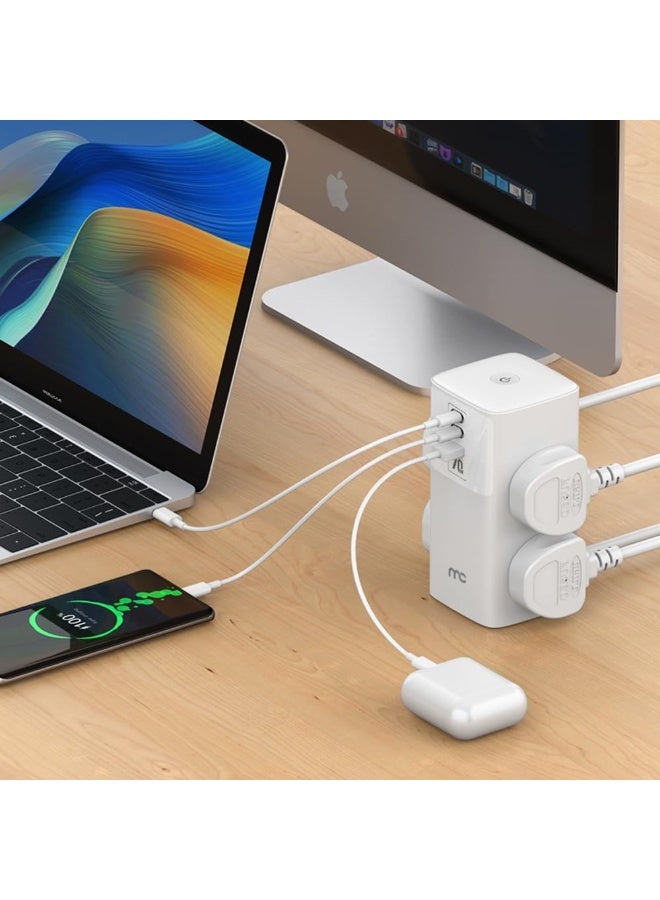 MYCANDY PS-D100 Power Socket – 70W | Fast Charging | Multi-Port Extension | Type-C & USB-A Output | White - Image 3