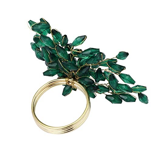 ITOS365 Napkin Rings Set of 12 for Dining Table Decoration Parties Everyday Metal Napkin Holder Leaf Dark Green (Pack of 12) - Image 5