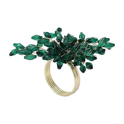 ITOS365 Napkin Rings Set of 12 for Dining Table Decoration Parties Everyday Metal Napkin Holder Leaf Dark Green (Pack of 12) - Image 3