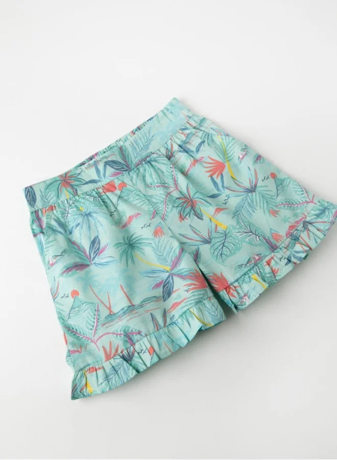 زيبي Shorts for Girls 'Tropical', Aqua Green