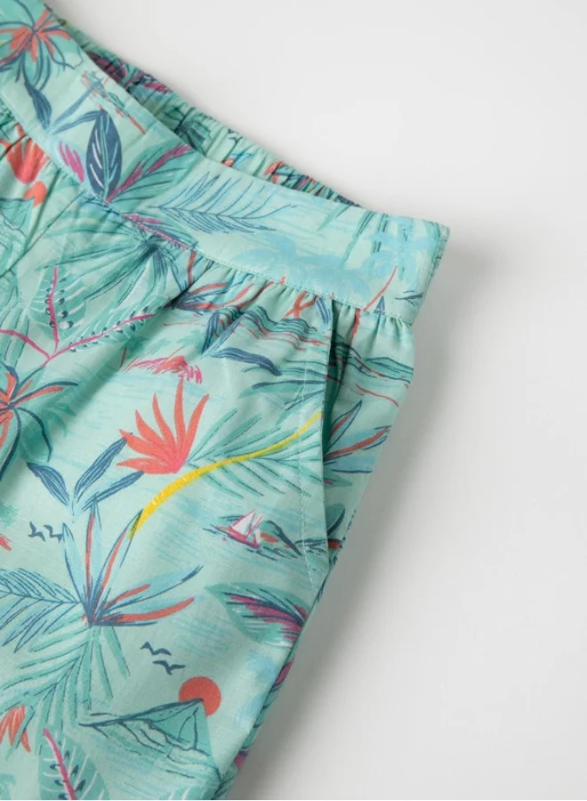 زيبي Shorts for Girls 'Tropical', Aqua Green