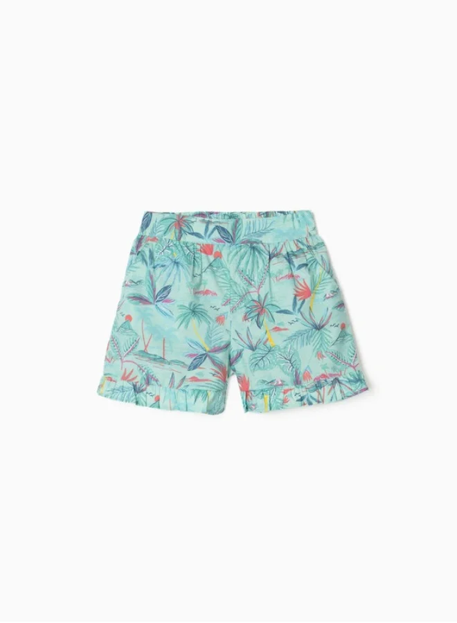 زيبي Shorts for Girls 'Tropical', Aqua Green