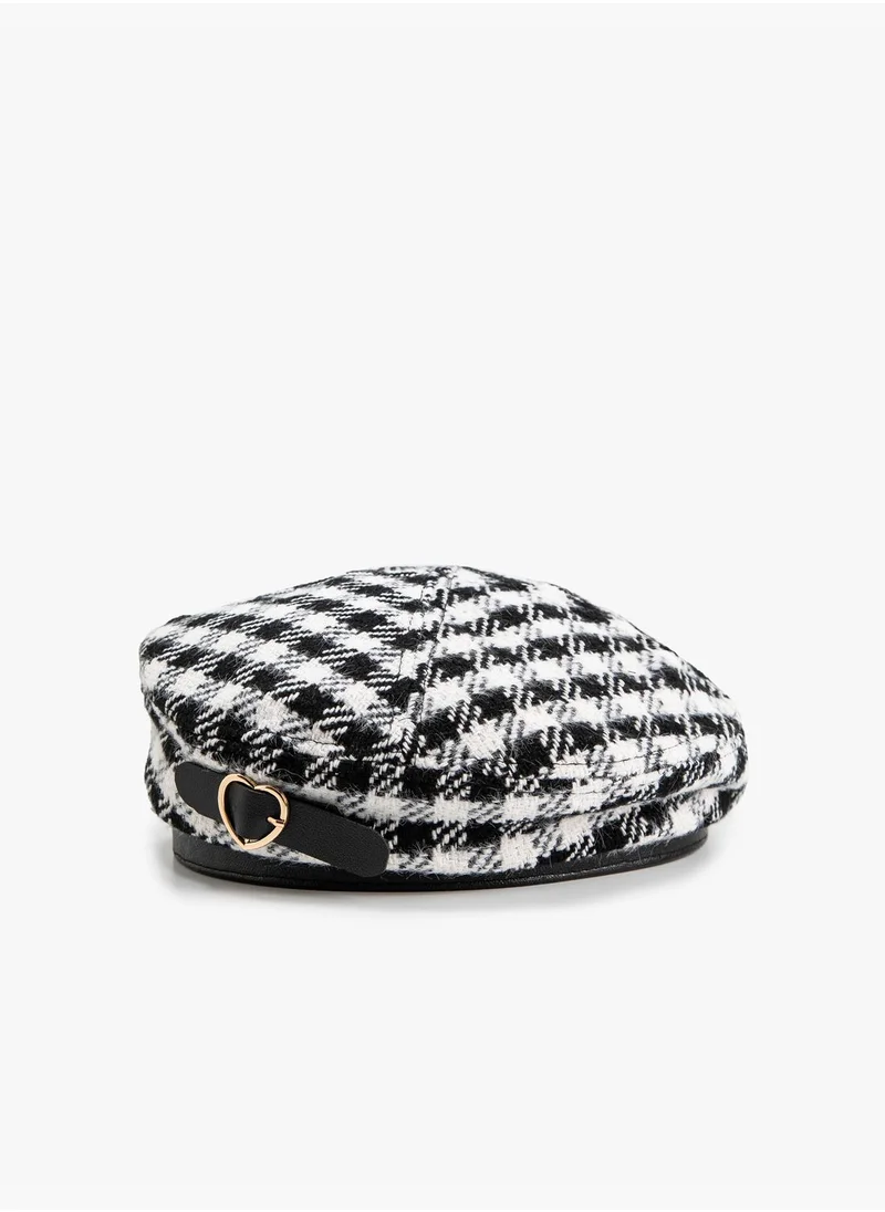كوتون Checkerboard Patterned  Beret