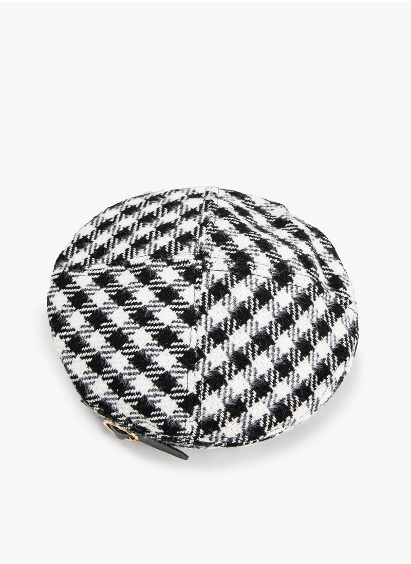 كوتون Checkerboard Patterned  Beret