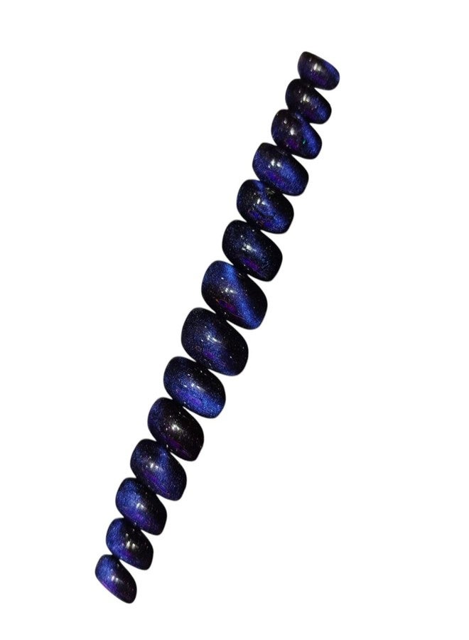 Sparkling Nailon Cat Eye Blue Press On Nails for Women | Designer Artificial Nail Extensions | Reusable Stick On Nails | Long Lasting Nails | Easy To Use Nail Tips | Manicure Kit | Pack of 14 (Stiletto) - Image 3