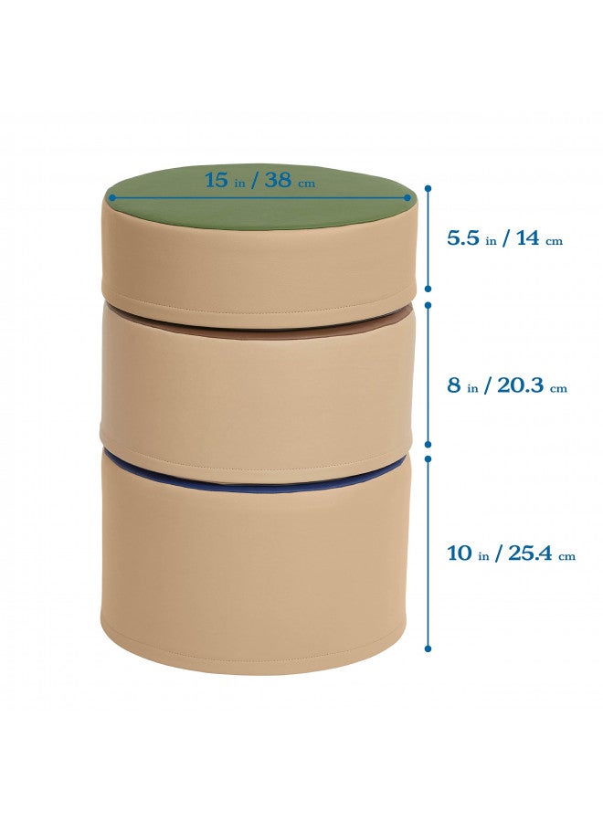 ECR4Kids ECR4Kids SoftZone Colorful Stump Stool Set, Flexible Seating, Earthtone, 3-Piece  - Image 2