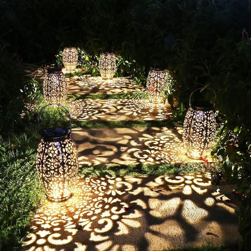 Kaixoxin Solar Lantern Lights for Hanging or Table Outdoor Solar Light for Patio Courtyard Garden (Silver-1) - Image 4