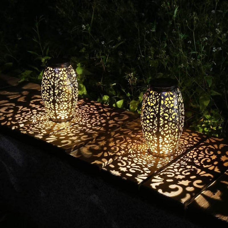 Kaixoxin Solar Lantern Lights for Hanging or Table Outdoor Solar Light for Patio Courtyard Garden (Silver-1) - Image 2