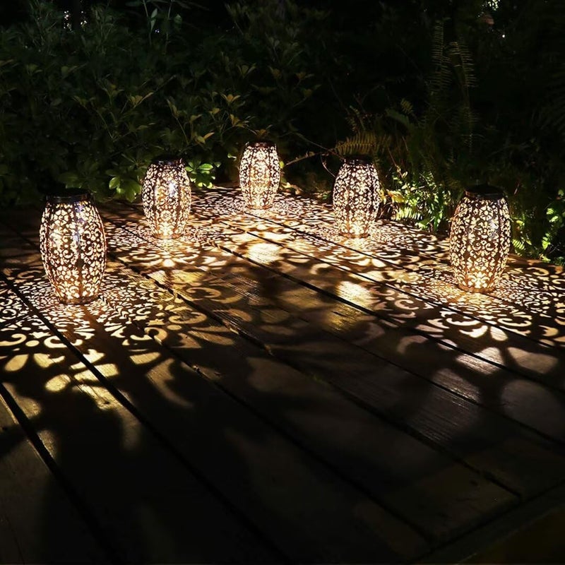 Kaixoxin Solar Lantern Lights for Hanging or Table Outdoor Solar Light for Patio Courtyard Garden (Silver-1) - Image 3