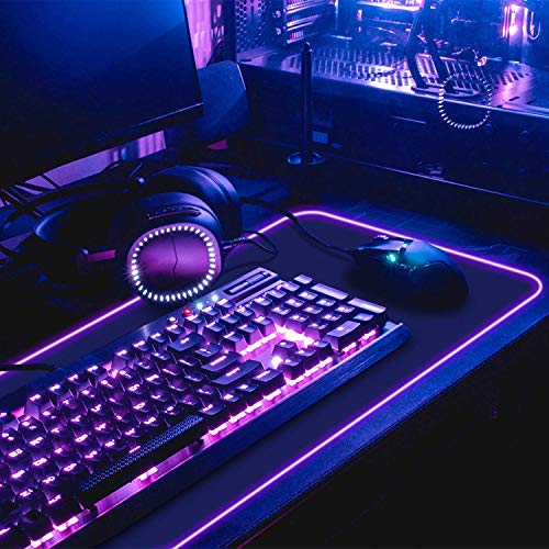 Offbeat - RGB Gaming Mouse Pad, Non-Slip Rubber Base, Soft Glowing 14 LED Modes | 2 Brightness Mode | Large Extended Gaming Desk Keyboard Pad Mat (800 x 300 x 4 MM) XXL - Image 2