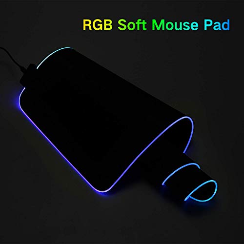 Offbeat - RGB Gaming Mouse Pad, Non-Slip Rubber Base, Soft Glowing 14 LED Modes | 2 Brightness Mode | Large Extended Gaming Desk Keyboard Pad Mat (800 x 300 x 4 MM) XXL - Image 5