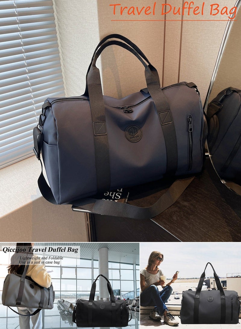 Qiccijoo Travel Duffel Bag Carry on Bag with Shoes Compartment and Wet Pocket for Men Women,35L Weekend Overnight Bag Sports Gym Bag(Blue) - Image 3