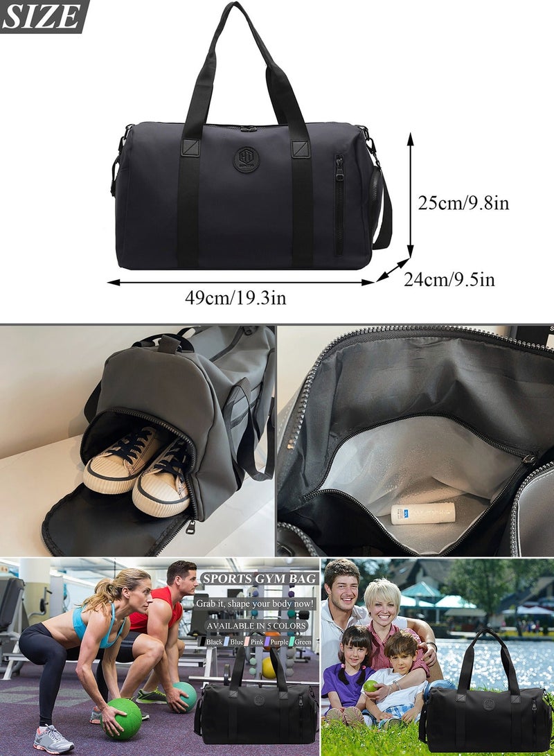 Qiccijoo Travel Duffel Bag Carry on Bag with Shoes Compartment and Wet Pocket for Men Women,35L Weekend Overnight Bag Sports Gym Bag(Blue) - Image 2