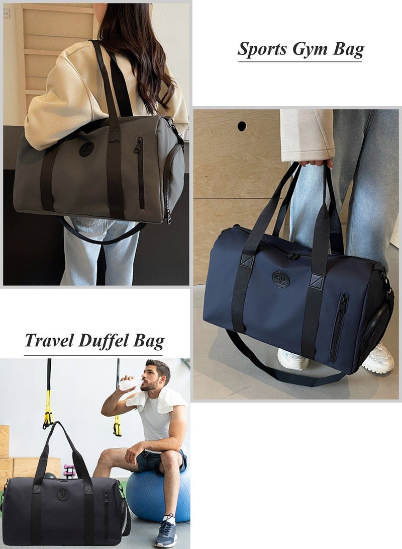 Qiccijoo Travel Duffel Bag Carry on Bag with Shoes Compartment and Wet Pocket for Men Women,35L Weekend Overnight Bag Sports Gym Bag(Blue) - Image 5