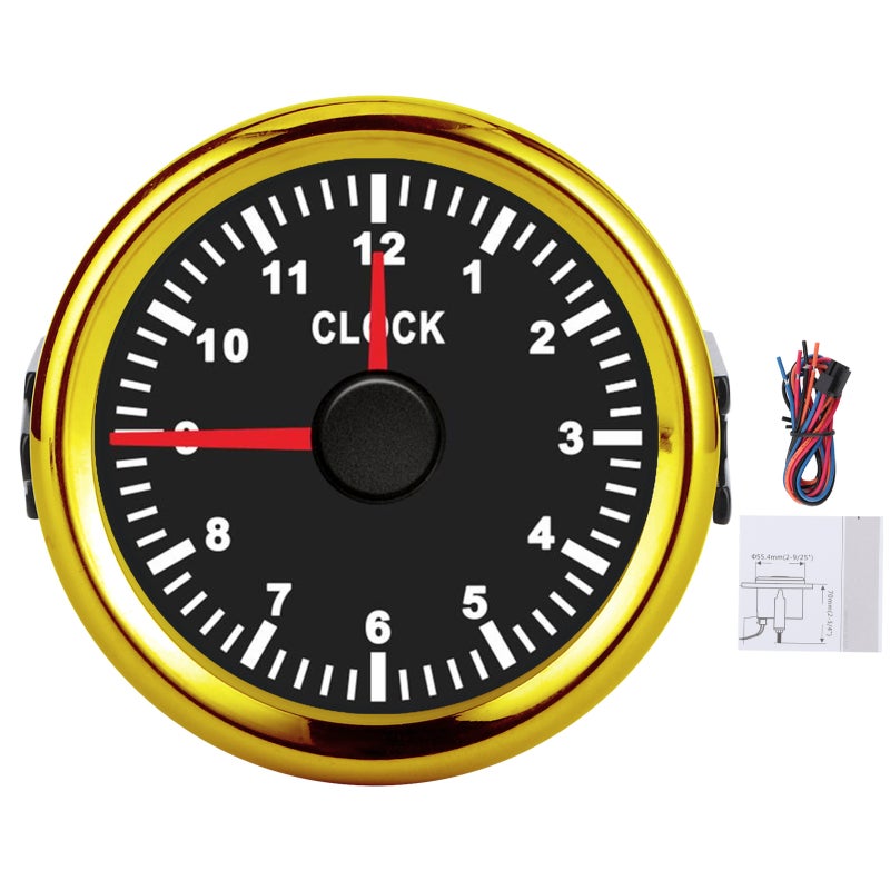Universal Hour Meter: 12V/24V IP67 Waterproof Gauge - 316L Stainless Steel Front Cover Ring Anti-Fog Curved Glass for Marine Boat Yacht RV Automotive Motorcycle Vehicle Engine - Image 1