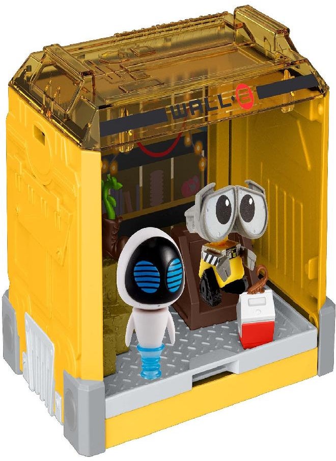 Mattel Games - Disney Pixar Minis Stackable Stories Wall-E Garage Toy, Detailed Movie Scene Case with 2 Mini Figures, Play & Display Platform, EVE & Wall-E, Collector Gift Ages 3 Years & Up - Image 1