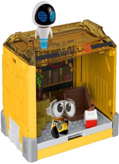 Disney Pixar Minis Stackable Stories Wall-E Garage Toy, Detailed Movie Scene Case with 2 Mini Figures, Play & Display Platform, EVE & Wall-E, Collector Gift Ages 3 Years & Up