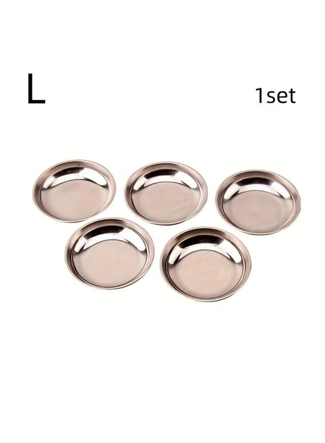 1 Set 5 Pcs Serving Utensils With Two Sizes Circular Stainless Steel Plates Model L - Image 1