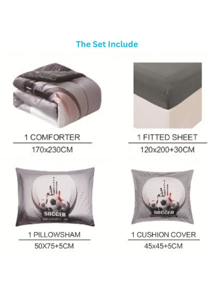 SMART HOME Luxury double-sided winter baby bed sheet (soft velvet side + warm fur side) - complete football-inspired bedding set with beautiful patterns - 4-piece sleeping set (bed sheet + mattress protector + pillowcase + square pillowcase) Bed sheet size 170x230 cm - Image 5