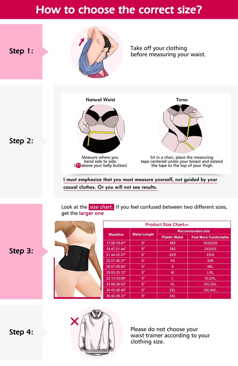 Atbuty Short Torso Waist Trainers Cincher Corset Underbust Body Shaper Latex Sport Girdle (Black (9'' Short Torso, 25 Steel Bones), 3XS) - Image 2