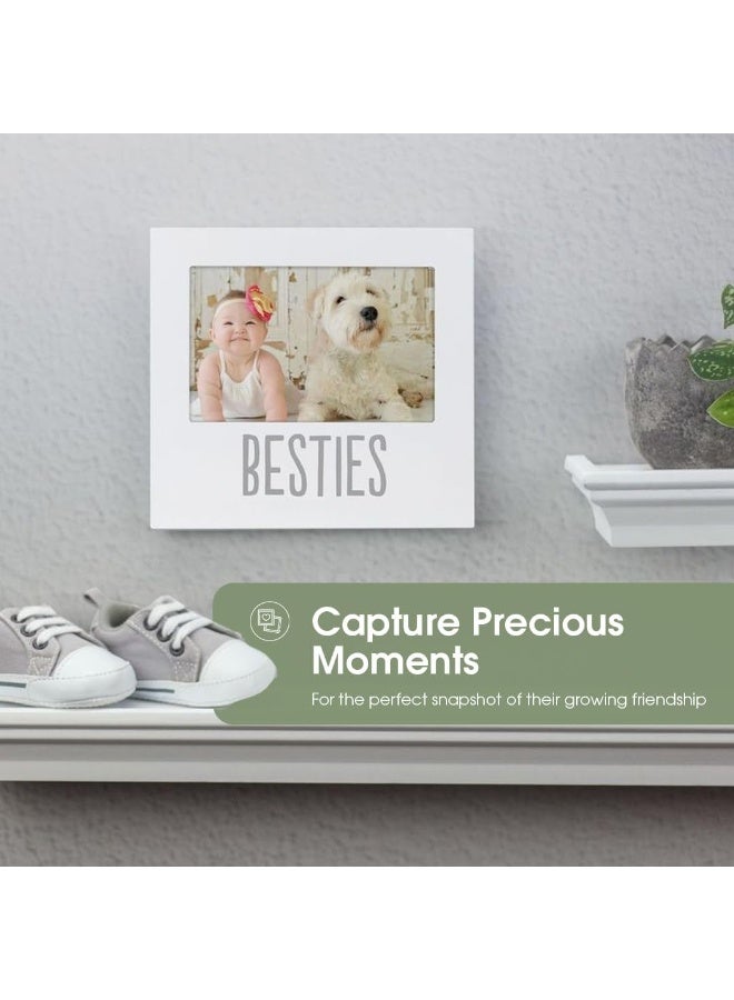Pearhead Bestie and Baby Frame, Baby and Pet Keepsake Frame, 4" x 6" Photo Insert, Tabletop And Wall Mount Picture Frame, White - Image 3