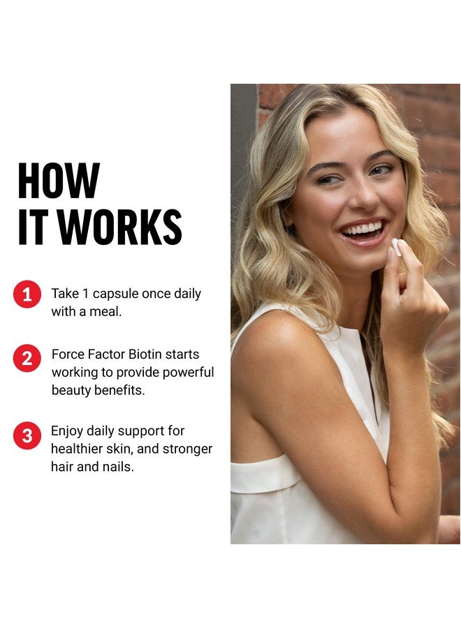 FORCE FACTOR Biotin 10000mcg, Biotin Supplement for Healthier Hair, Skin, and Nails, Hair Growth Supplement with Biotin Vitamins, Vegan Biotin, Non-GMO, 100 Vegetable Capsules - Image 4