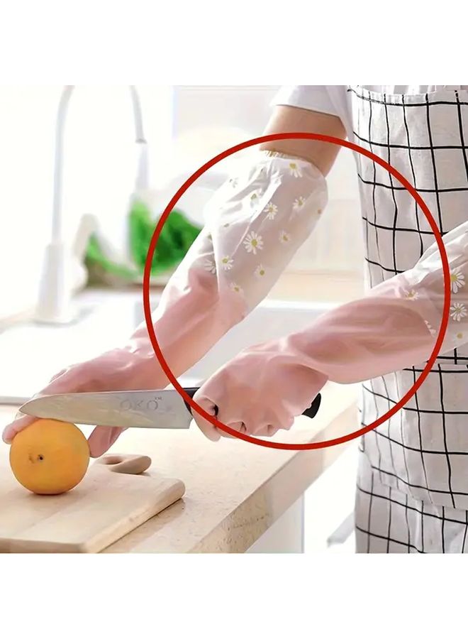 Pink Kitchen Dishwashing Gloves Pet Bathing Hair Removal Waterproof Cleaning Gloves - Image 2