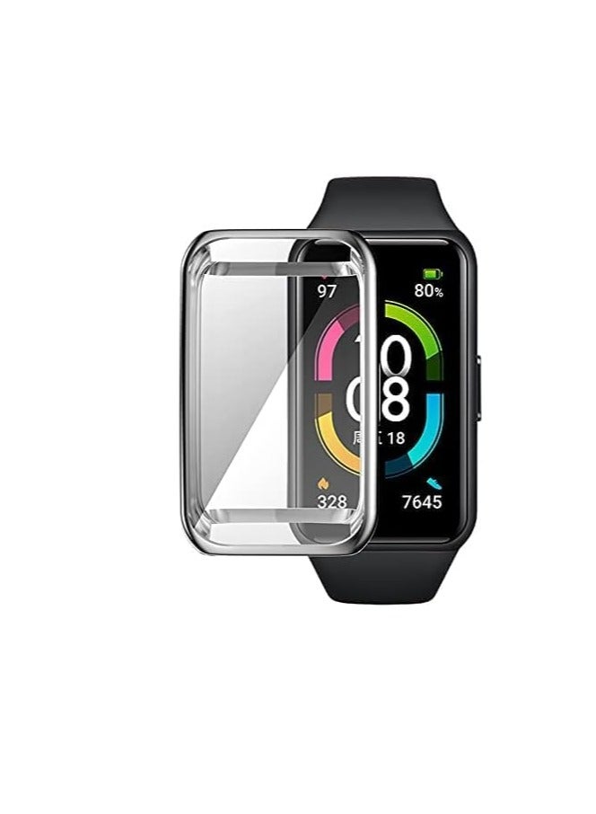 Case For HUAWEI Band 6 / Honor Band 6/HUAWEI Band 7. TPU Silicon All-Around Screen Protector Cover Bumper Protector Full Cover Screen Protection (silver) - Image 2