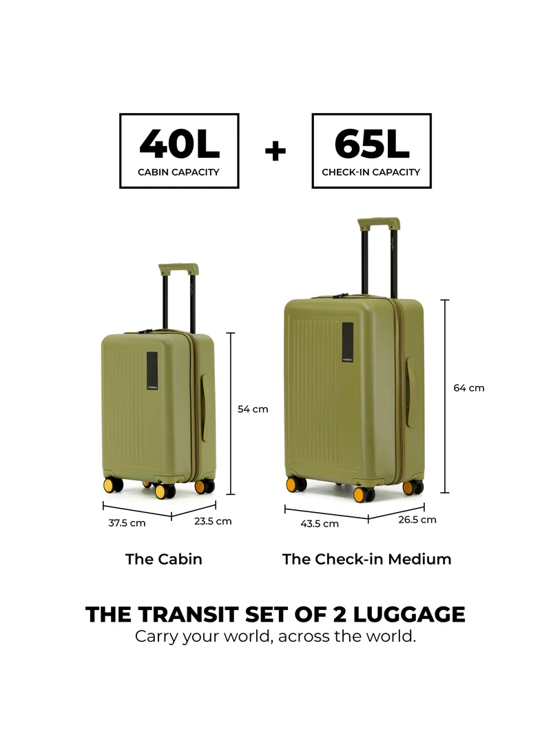 Mokobara Transit Luggage Set - Polycarbonate Material | Matcha Green, So Matcha 2.0