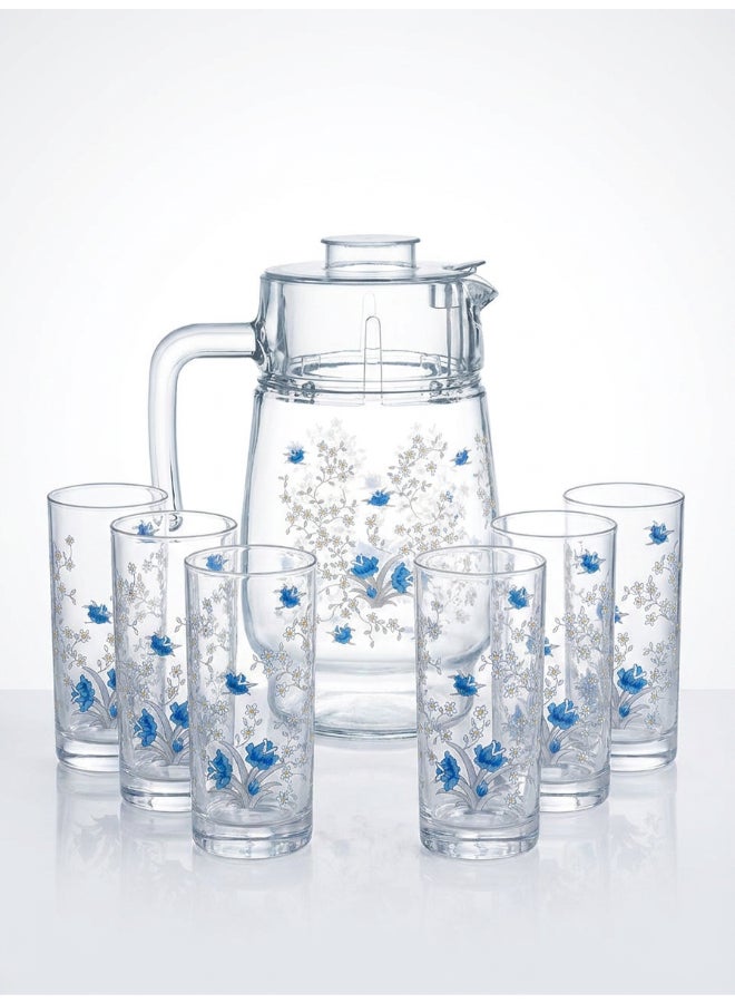 Luminarc Romantique Amsterdam 7 Piece Drink Set includes 1.8L Jug, 6 x 270ml Tivoli Glass Tumblers, Made of Annealed High Quality & Durable Glass - Image 1