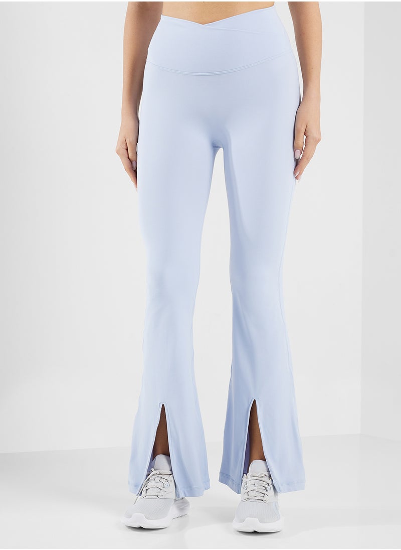 FRWD - Soft High Rise Flared Leggings With Front Slit - Image 1