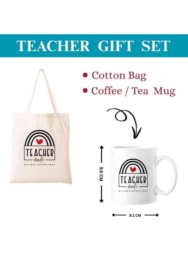 برينت شوب فور مي هدية مثالية ليوم المعلم: حقيبة قطنية مطبوعة وكوب خزفي | هدية مثالية للمعلمين - Image 2