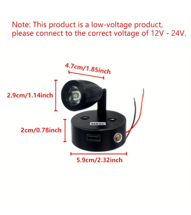 1pc RV Gooseneck LED Spotlight Touch Dimmable 3 Color Hardwired Camper Yacht Boat Reading Light - Image 5