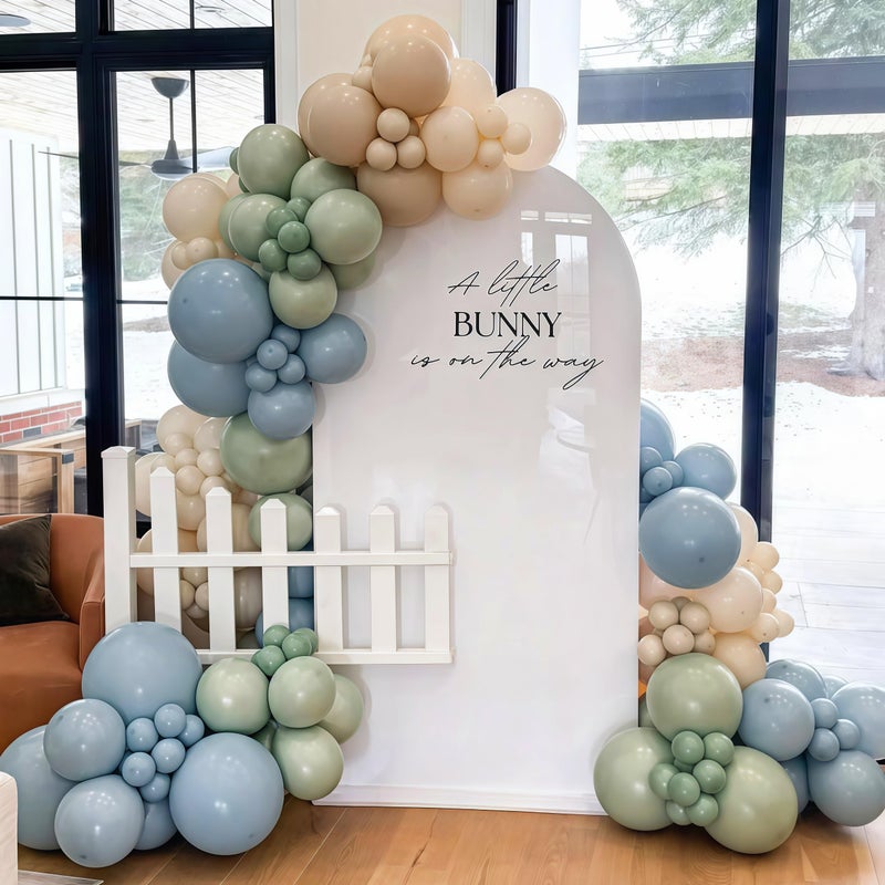 Govpy Sage Green and Blue Balloons, 35PCS Olive Green Dusty Blue Beige Cream Latex Balloon, Baby Boy Shower Balloons for Kids Rabbit Theme Baby Shower Birthday Boho Bridal Wedding Party Decorations Supplies - Image 4