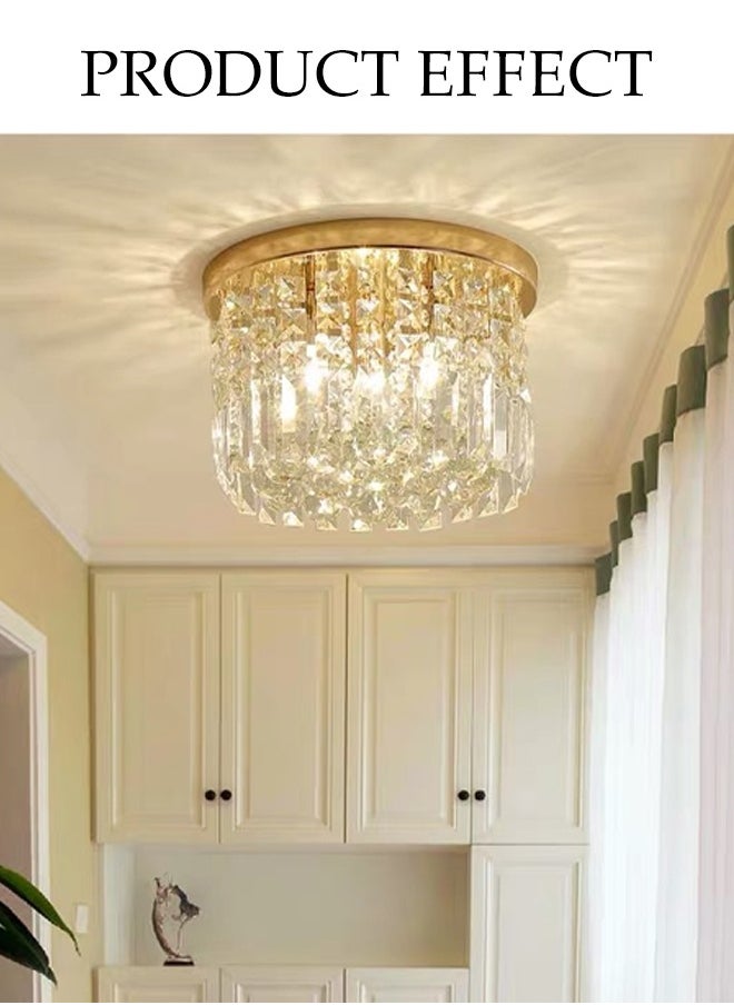 DUNISO Crystal Ceiling Lamp, Corridor Lamp, Entrance Lamp, Three-Color Variable Light, Balcony Cloakroom Aisle Lamp, Round Chandelier, Suitable For Corridor Entrance, Dining Room, Living Room, Study, Bedroom, Stairwell  - Image 5