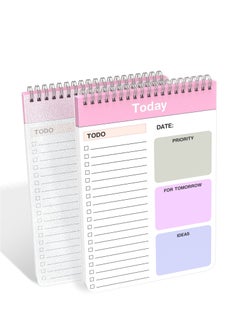SYOSI To Do List Notepad, 2 Pack Daily Planner Notepad with Spiral Binding, Checklist Productivity Organizer 5.7" X 8.5" Day Planning Pad with Cover for Work Planner, Personal Planner, Office Supplies  - Image 1