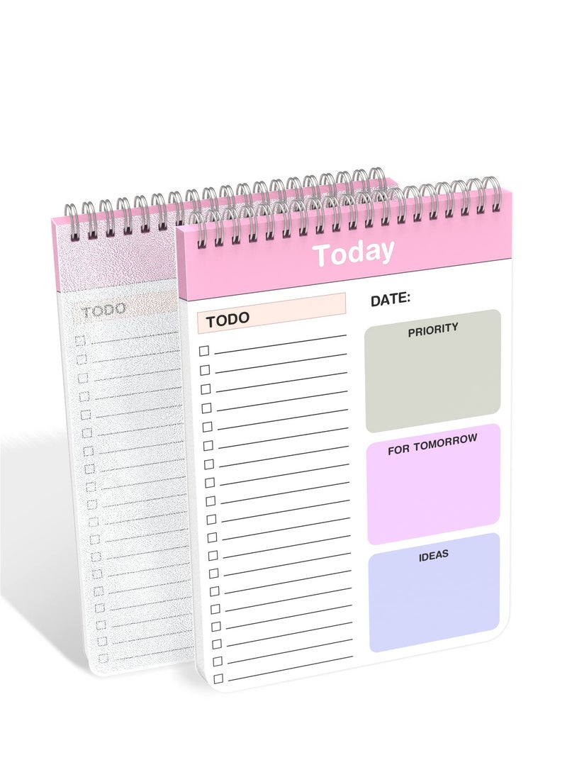 SYOSI - To Do List Notepad, 2 Pack Daily Planner Notepad with Spiral Binding, Checklist Productivity Organizer 5.7" X 8.5" Day Planning Pad with Cover for Work Planner, Personal Planner, Office Supplies - Image 1