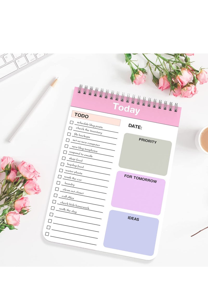SYOSI - To Do List Notepad, 2 Pack Daily Planner Notepad with Spiral Binding, Checklist Productivity Organizer 5.7" X 8.5" Day Planning Pad with Cover for Work Planner, Personal Planner, Office Supplies - Image 1