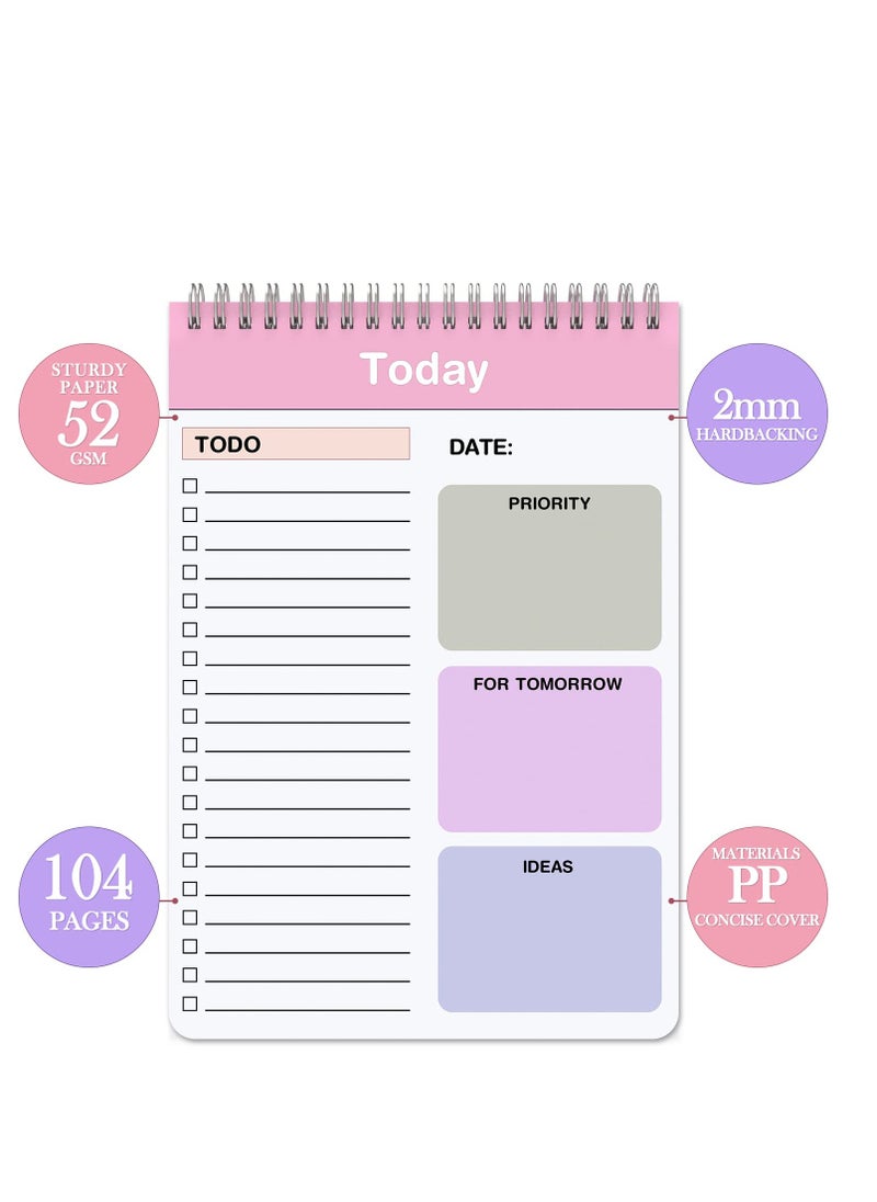 SYOSI - To Do List Notepad, 2 Pack Daily Planner Notepad with Spiral Binding, Checklist Productivity Organizer 5.7" X 8.5" Day Planning Pad with Cover for Work Planner, Personal Planner, Office Supplies - Image 1