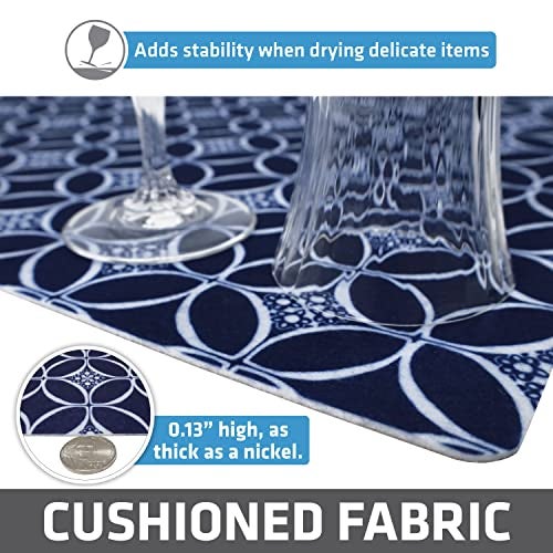 Drymate Premium Luxury Shelf & Drawer Liner, Thick Cushioned Fabric, Non-Adhesive, Absorbent, Waterproof, Slip-Resistant, Liners for Kitchen Cabinets, Cupboards (USA Made)(12”x59”)(2-Pack)(Indigo) - Image 5