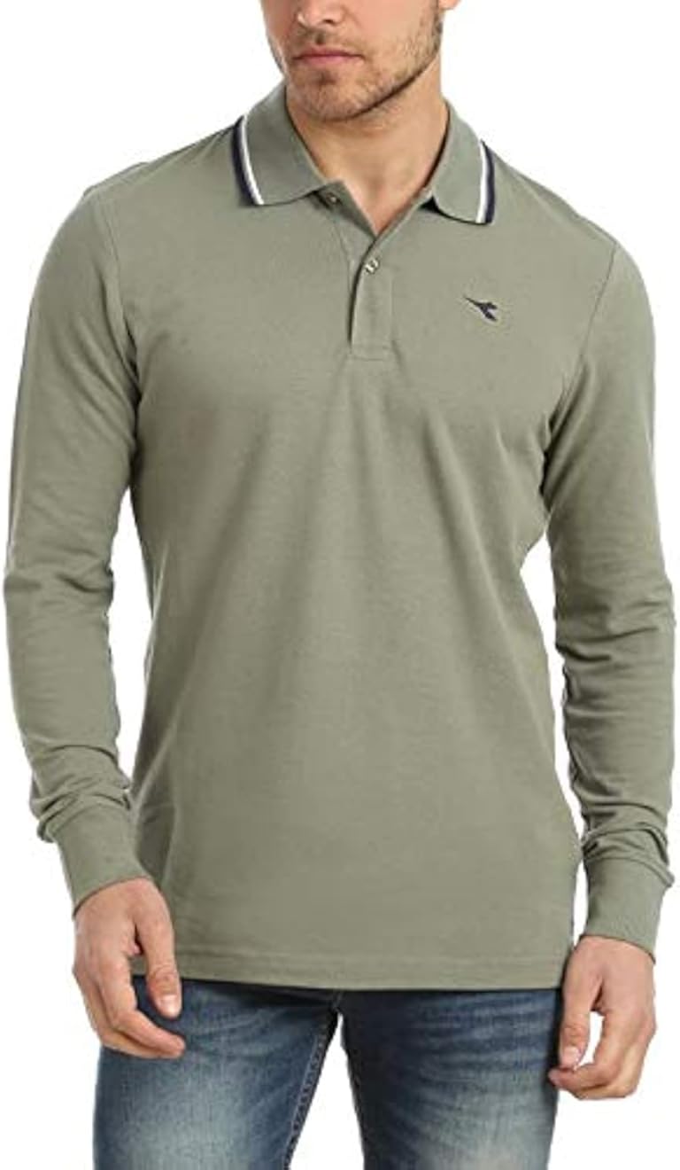 Diadora 161300 Polo T-Shirt For Men - Olive, M
