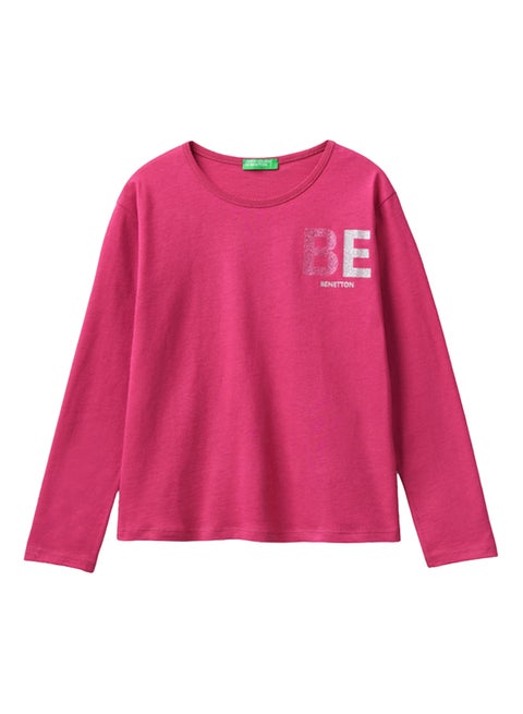 تي شيرت بنات من القطن العضوي الدافئ مع بريق