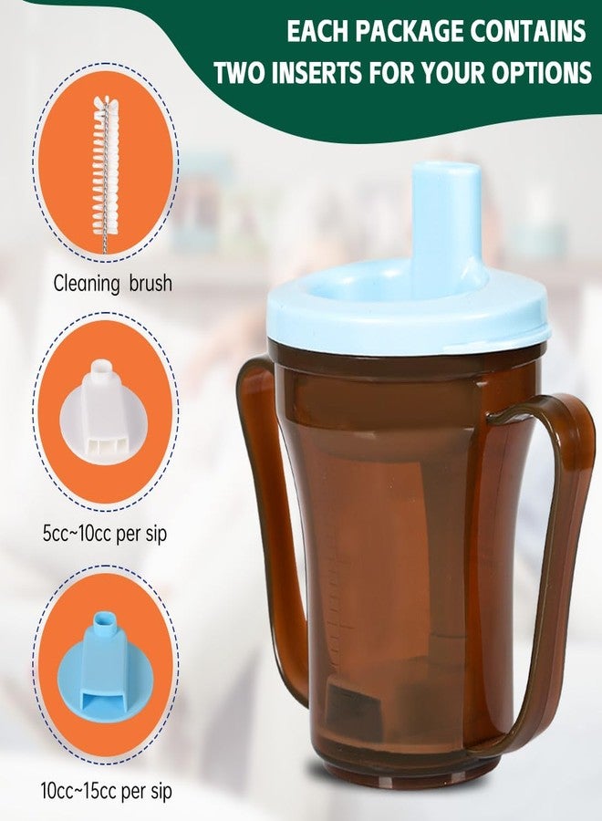 Ehucon Dysphagia Regulating Drinking Cup,include 5cc and 10cc sip cup (Clear Brown Body Cup& Light Blue Lid) - Image 4