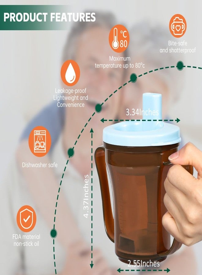 Ehucon Dysphagia Regulating Drinking Cup,include 5cc and 10cc sip cup (Clear Brown Body Cup& Light Blue Lid) - Image 3