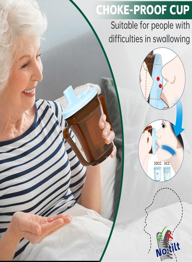 Ehucon Dysphagia Regulating Drinking Cup,include 5cc and 10cc sip cup (Clear Brown Body Cup& Light Blue Lid) - Image 5