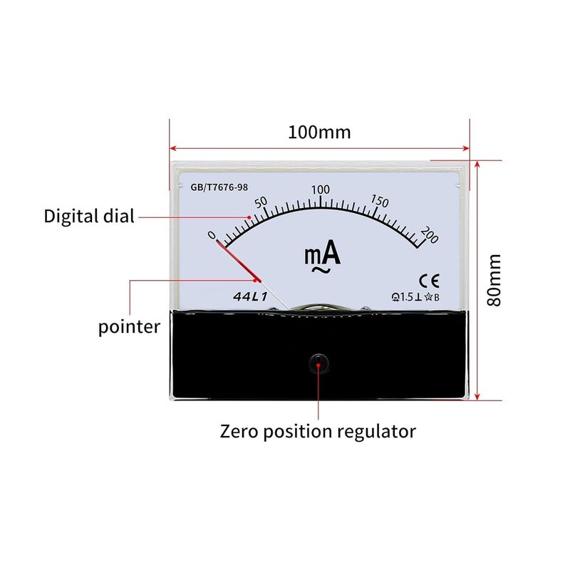 1pcs DC/AC Milliampere Meter, Ammeter, Small Current Test,Panel size80mm* 100mm, Hole Size 59mm(44C2 DC,1mA) - Image 4