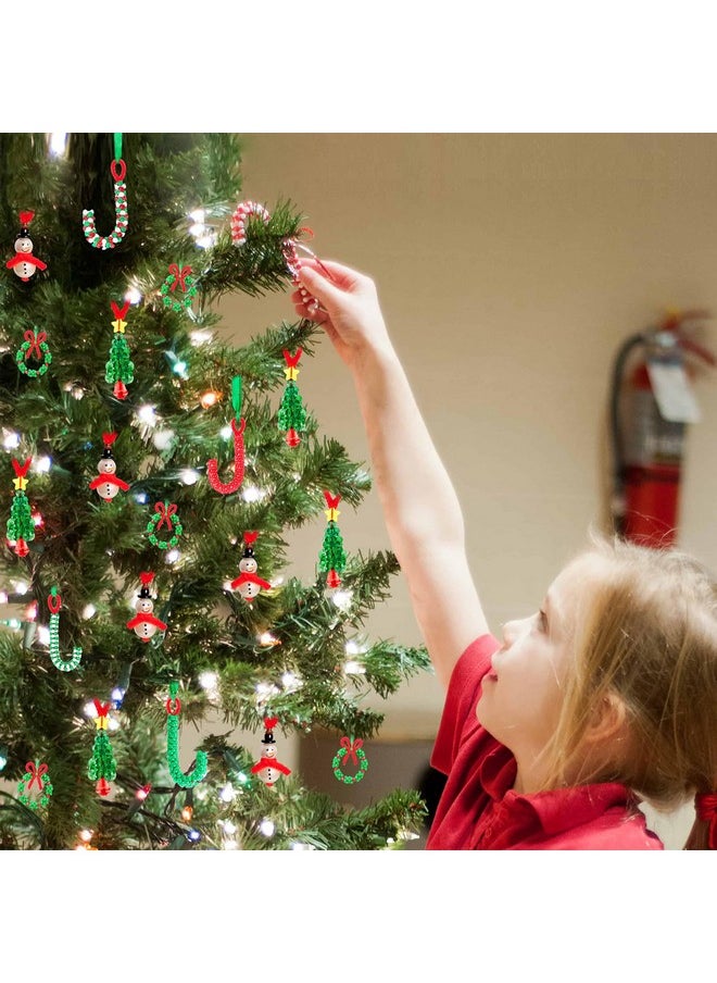 jollylife Christmas Crafts for Kids Adults Families, Beaded Ornament Kit to Make Wreath/Candy Cane/Xmas Tree/Snowman, Holiday Decorations Party Supplies, 40 Pieces  - Image 2