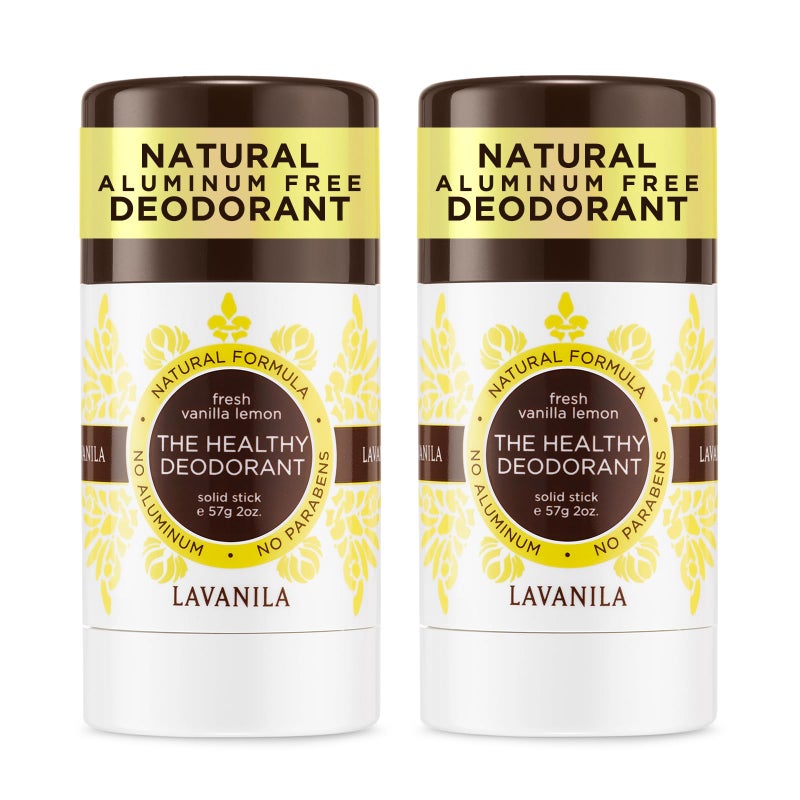 Lavanila Vanilla Lemon Deodorant for Women 2-Pack (2 Oz Each) - Natural Aluminum Free Solid Stick Deodorant, Made In USA, Vegan - Image 1