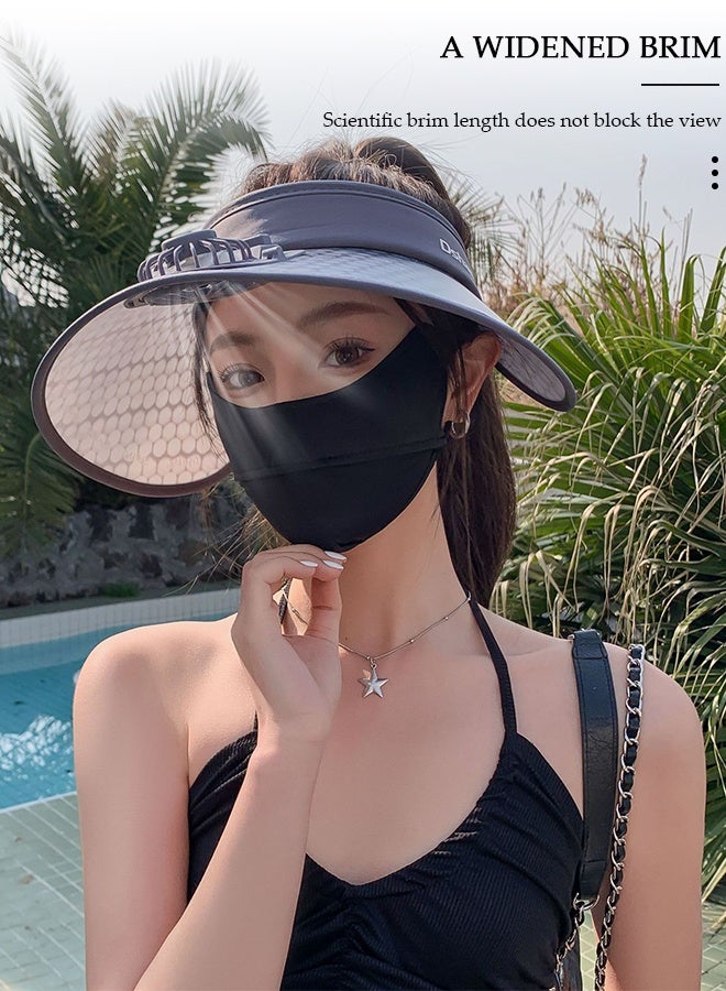 DUNISO Women's USB Fan Cap Beach Hat with Recharger UV Protection UPF50+ Visor Hat Summer Sport Outdoor Fan Empty Top Sun Hat Cap Cool Fan for Beach Vacation - Image 2