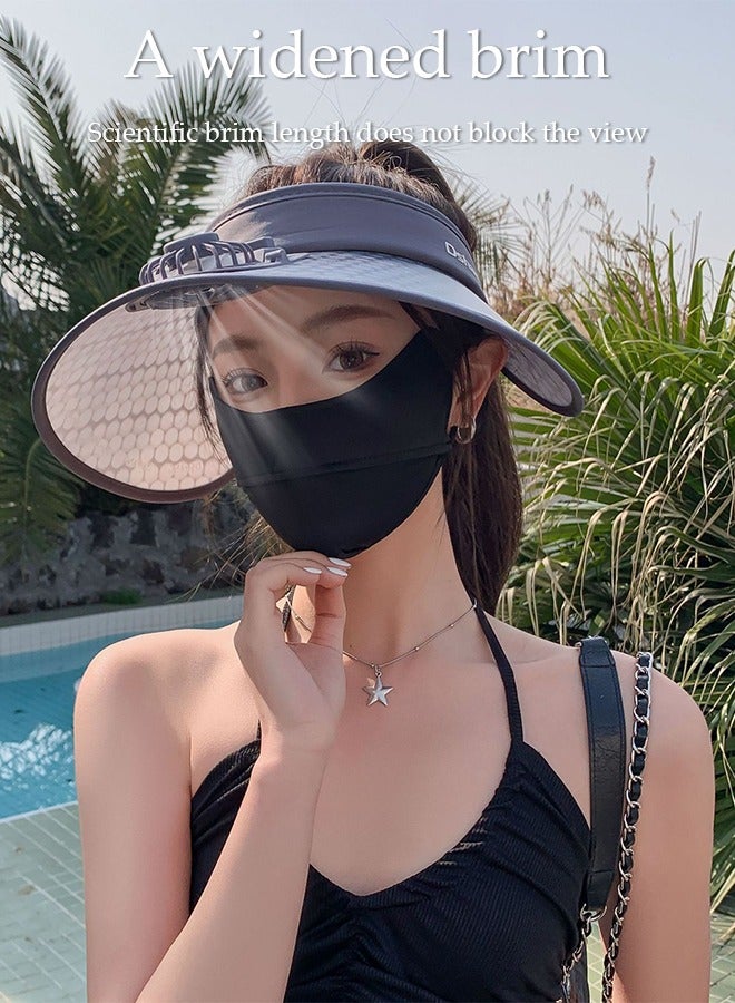 DUNISO Women's USB Fan Cap Beach Hat with Recharger UV Protection UPF50+ Visor Hat Summer Sport Outdoor Fan Empty Top Sun Hat Cap Cool Fan for Beach Vacation - Image 3